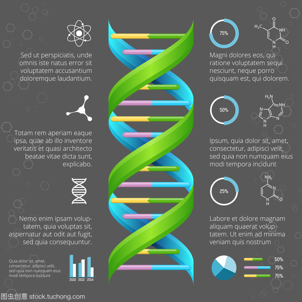 醫學和生物學研究 Dna 結構的圖表模板